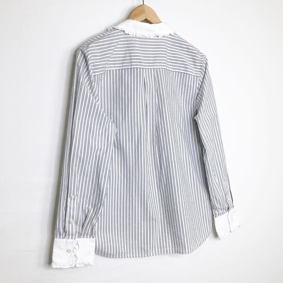 Kate Spade, striped embroidered ruffle collar and cuffs button down shirt - Picture 8 of 11
